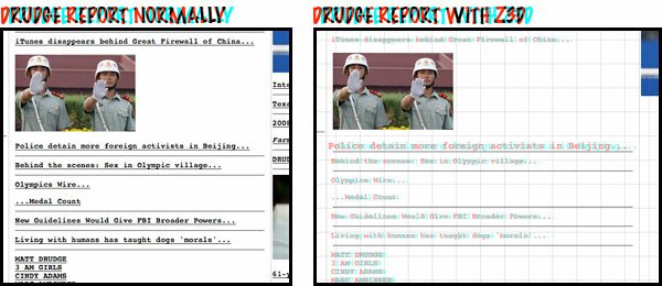 Drudge Report, with and without Z3D