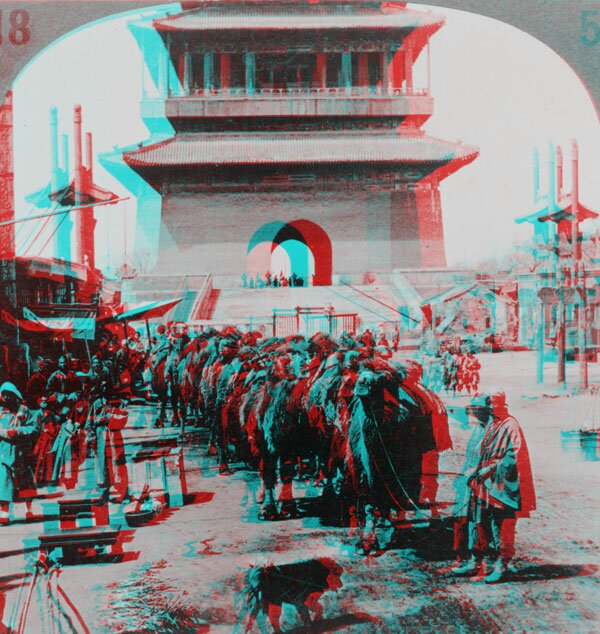 Chinese Camel Train stereograph, 1919