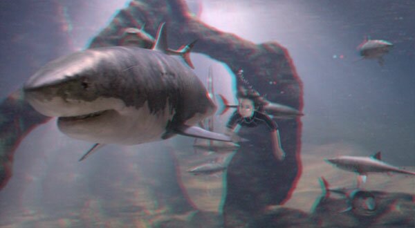 Sharkboy is raised by sharks, still from The Adventures of Sharkboy and Lavagirl 3-D