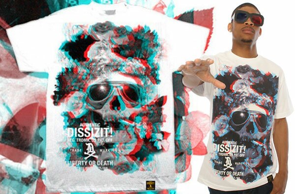 Smoking Skull 3-D T-shirt by Dissizit