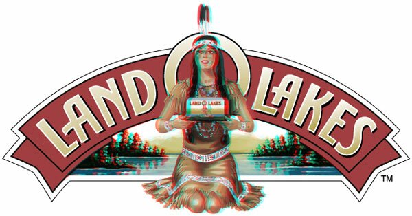 3-D anaglyph Land O'Lakes butter logo with the famous Indian maiden