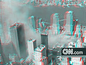 Aerial 3D anaglyph Ground Zero photograph