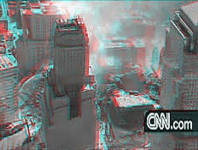 Aerial 3D anaglyph Ground Zero photograph