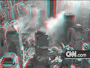 Aerial 3D anaglyph Ground Zero photograph