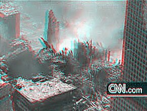 Aerial 3D anaglyph Ground Zero photograph